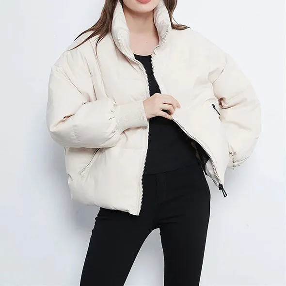 High Collar Oversized Puffy Puffer Bomber Jacket Padded