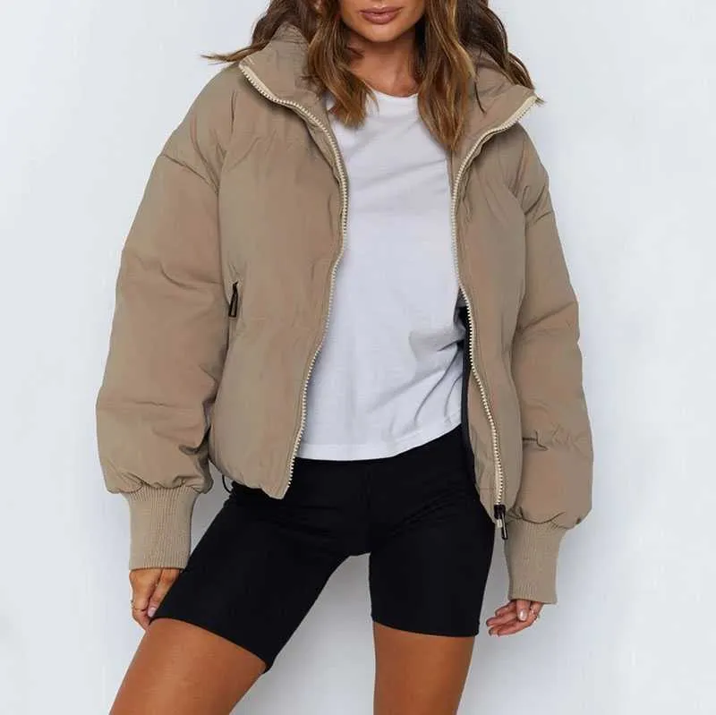 High Collar Oversized Puffy Puffer Bomber Jacket Padded