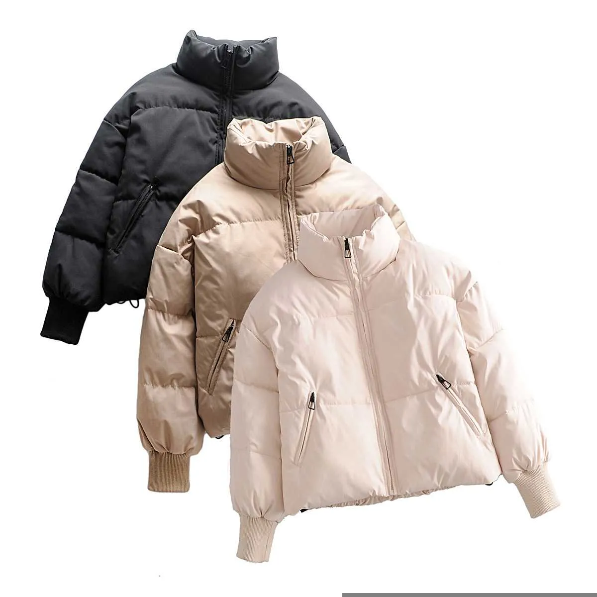 High Collar Oversized Puffy Puffer Bomber Jacket Padded