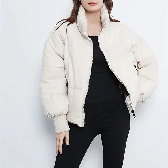 High Collar Oversized Puffy Puffer Bomber Jacket Padded