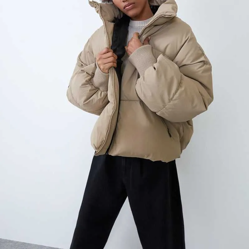 High Collar Oversized Puffy Puffer Bomber Jacket Padded