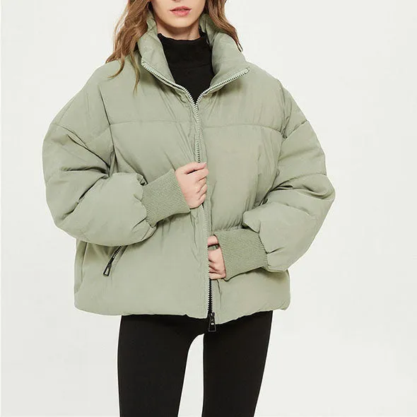 High Collar Oversized Puffy Puffer Bomber Jacket Padded