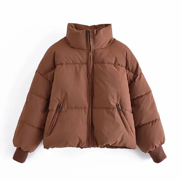 High Collar Oversized Puffy Puffer Bomber Jacket Padded