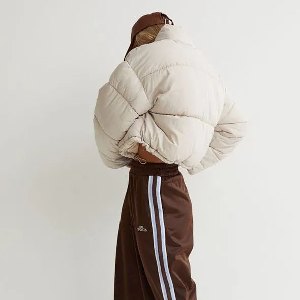 High Collar Oversized Puffy Puffer Bomber Jacket Padded