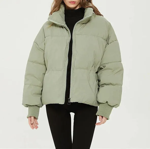 High Collar Oversized Puffy Puffer Bomber Jacket Padded