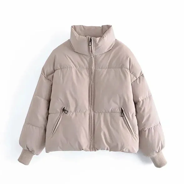 High Collar Oversized Puffy Puffer Bomber Jacket Padded