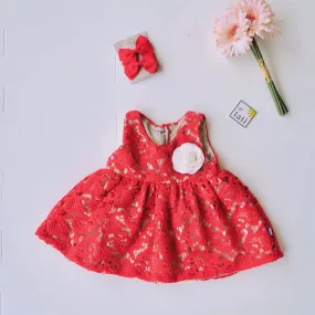 Iris Dress in Red Paisley Lace