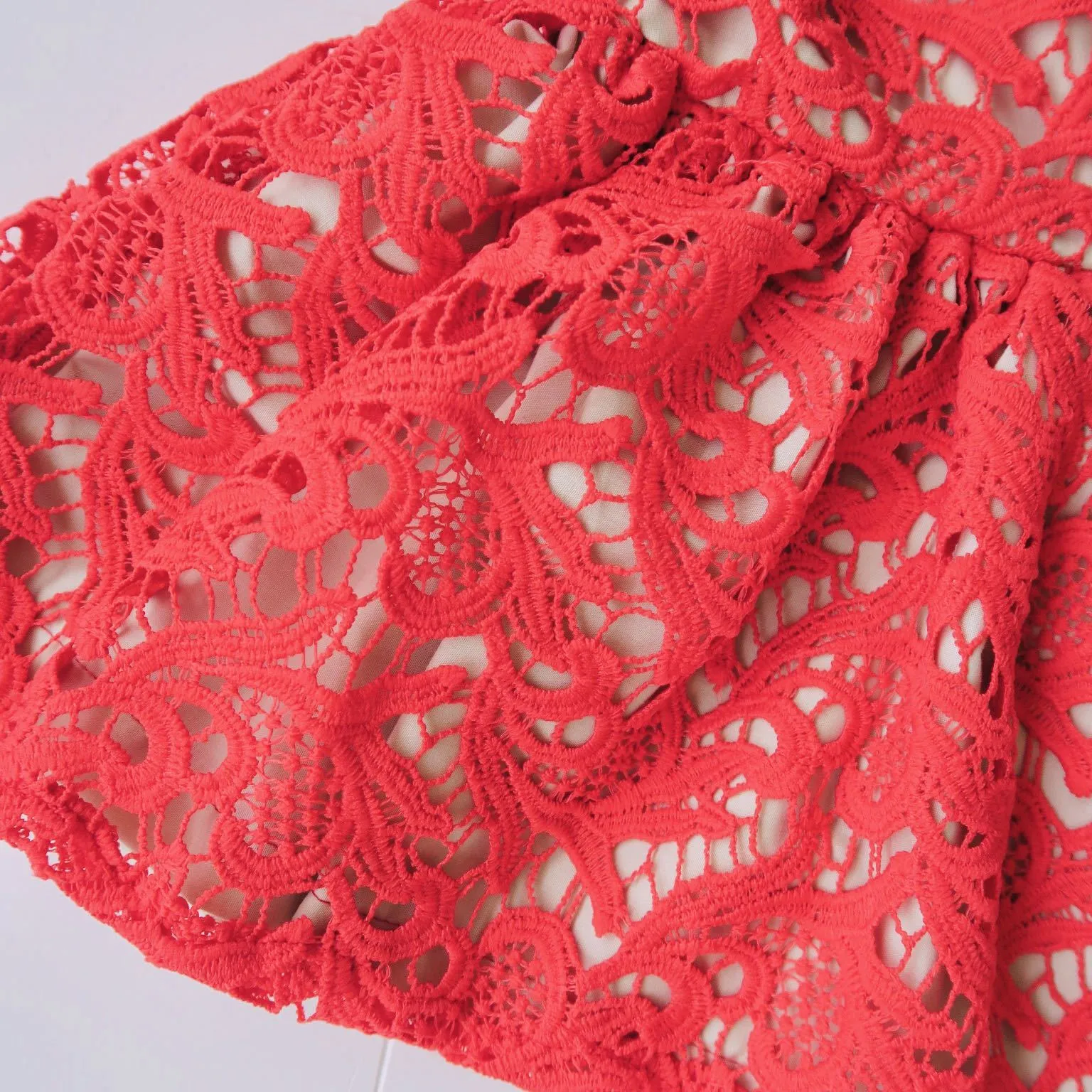 Iris Dress in Red Paisley Lace