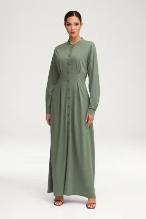 Ivy Jersey Button Down Maxi Dress - Sage