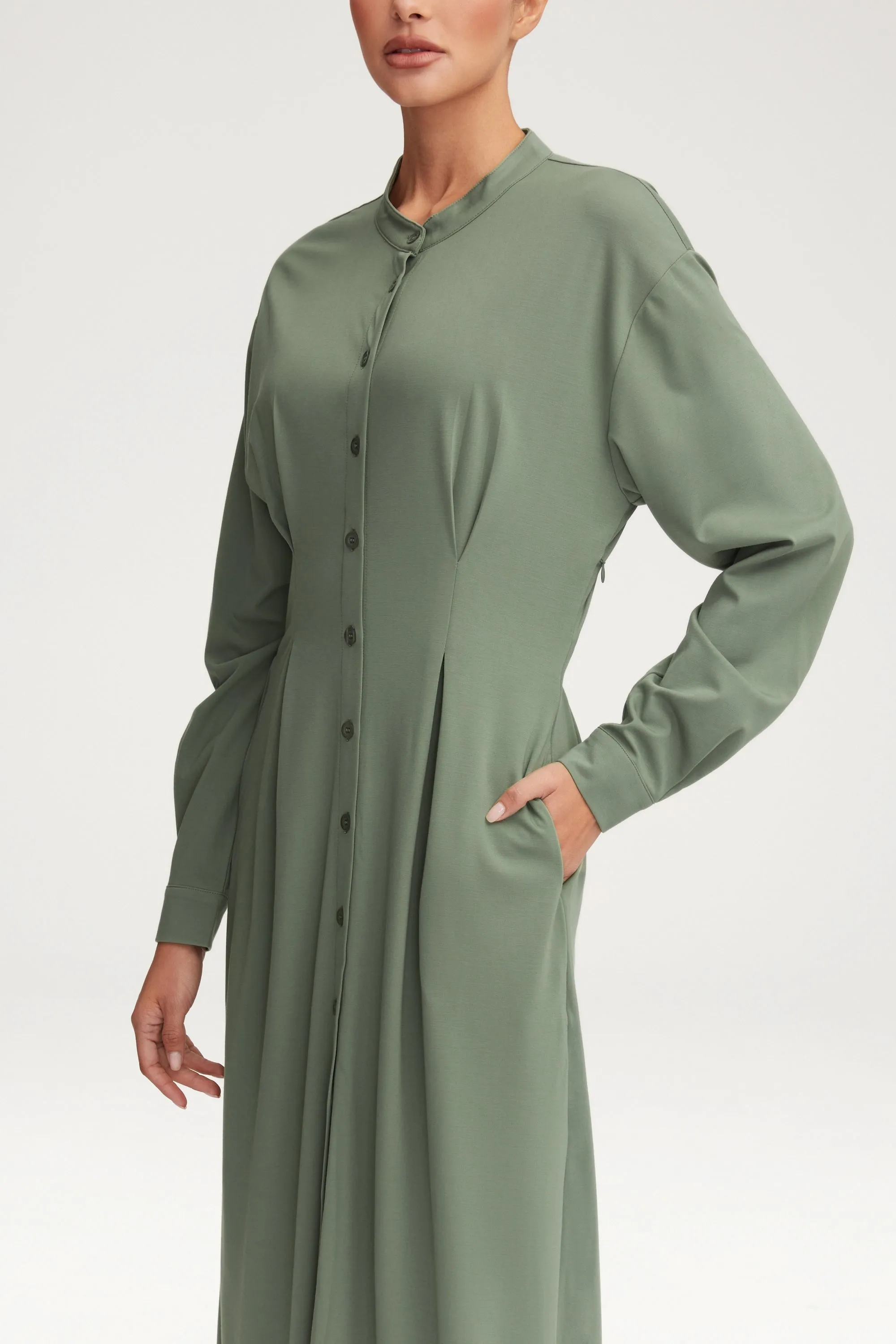 Ivy Jersey Button Down Maxi Dress - Sage