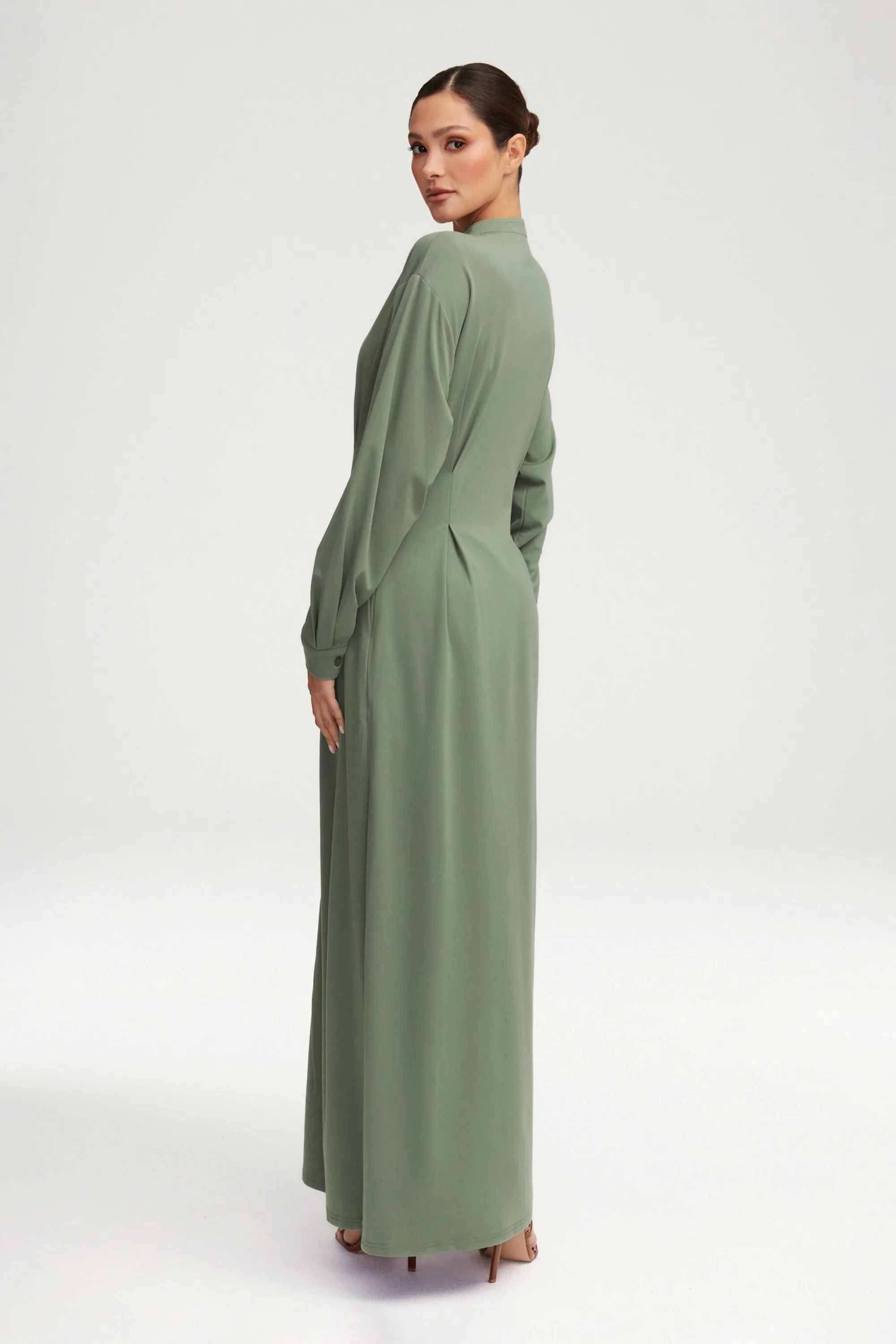 Ivy Jersey Button Down Maxi Dress - Sage