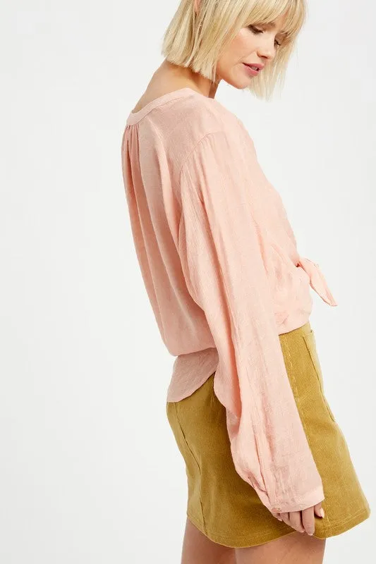 Janet Collar Button Down Top in Blush