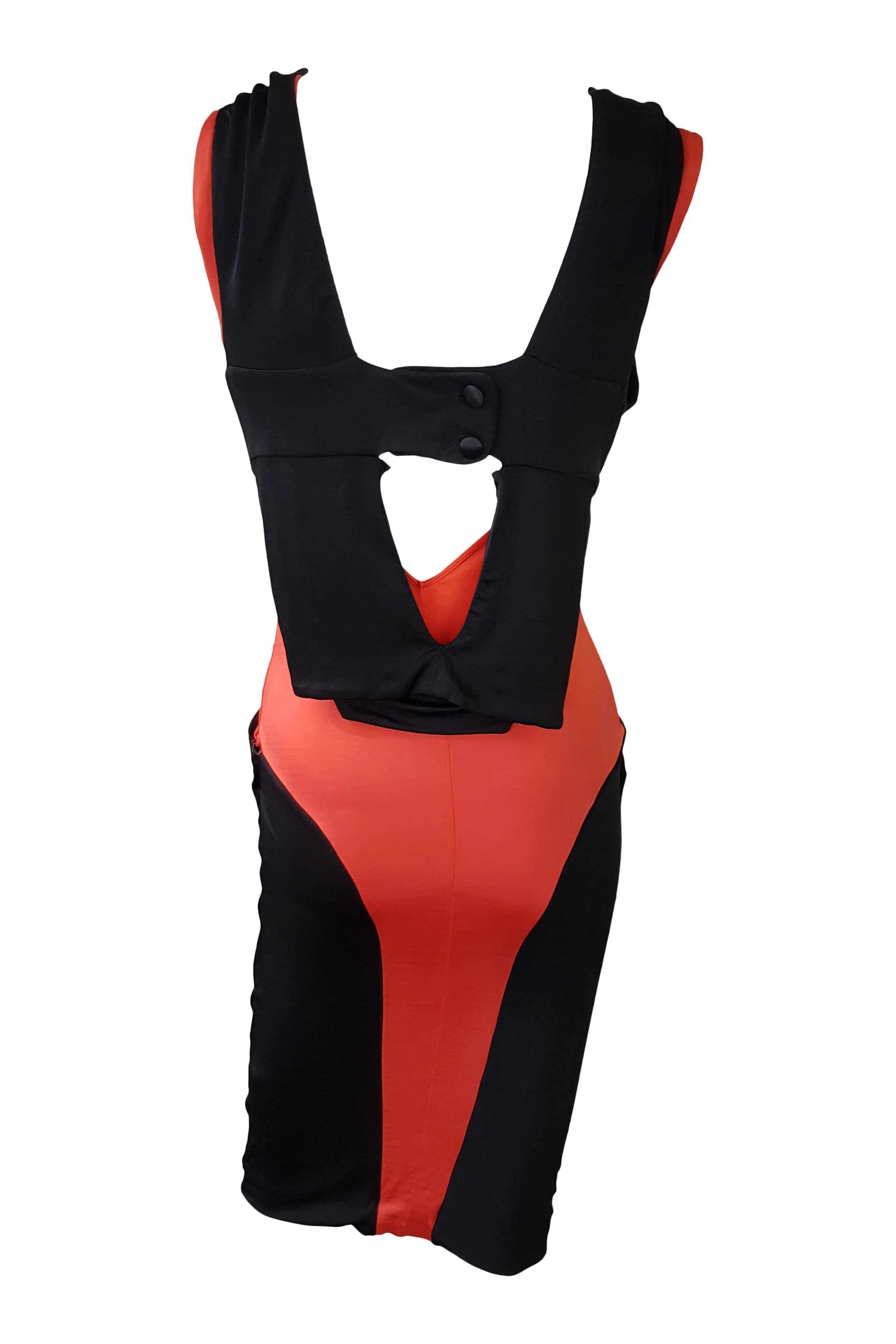 KARL LAGERFELD Colour Block Black and Red Spandex Dress (IT 40)