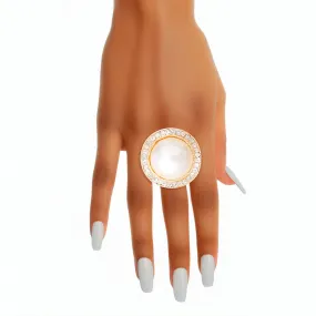 Large Gold Dome Pearl Cocktail Ring