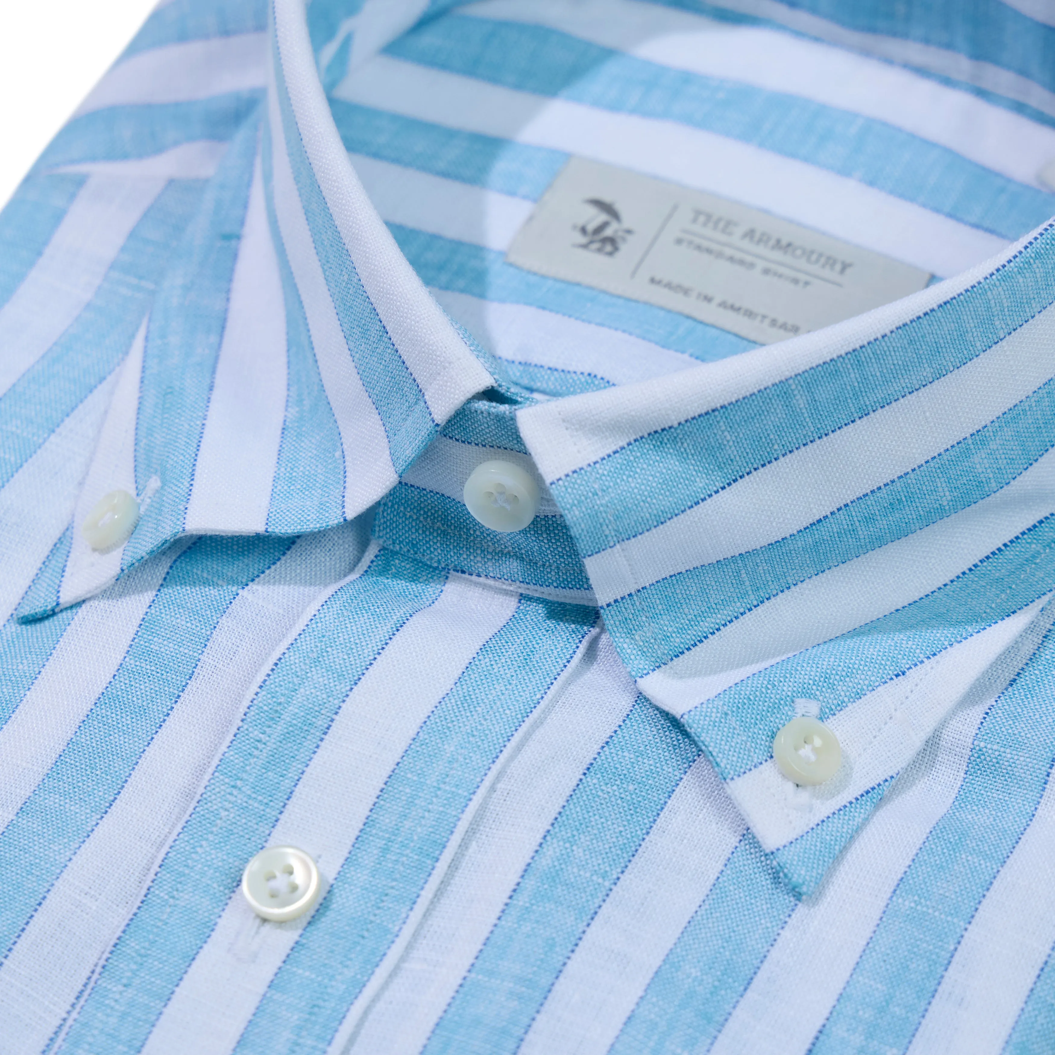 Linen Awning Stripe Button-down Shirt