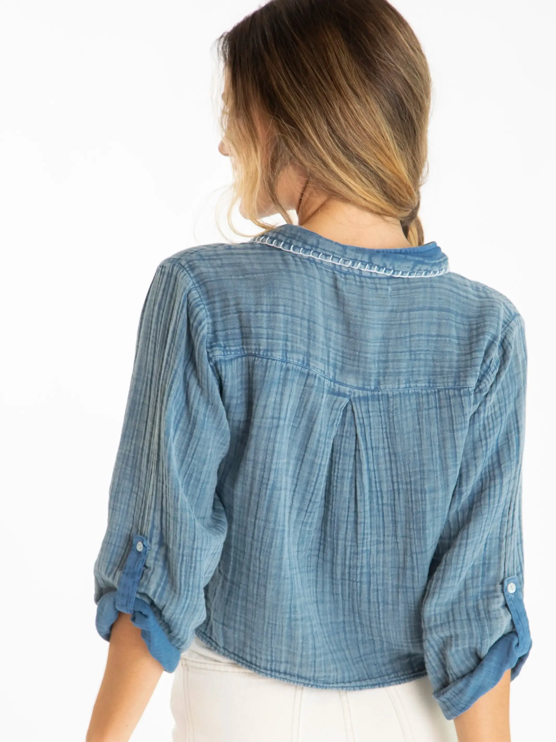 Lola Tie-Front Cotton Denim Button-Down Shirt