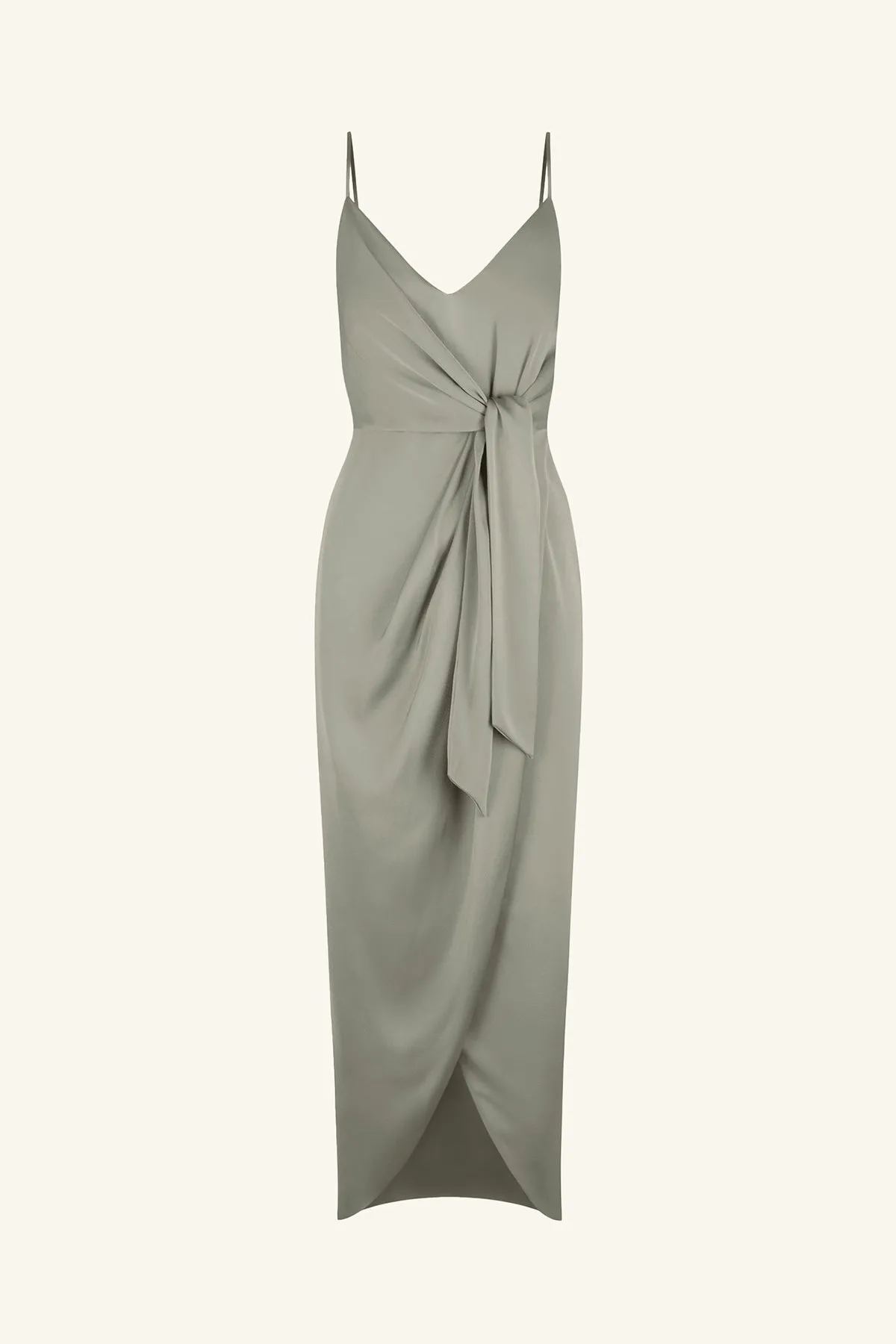 LUXE TIE FRONT COCKTAIL DRESS - EUCALYPTUS