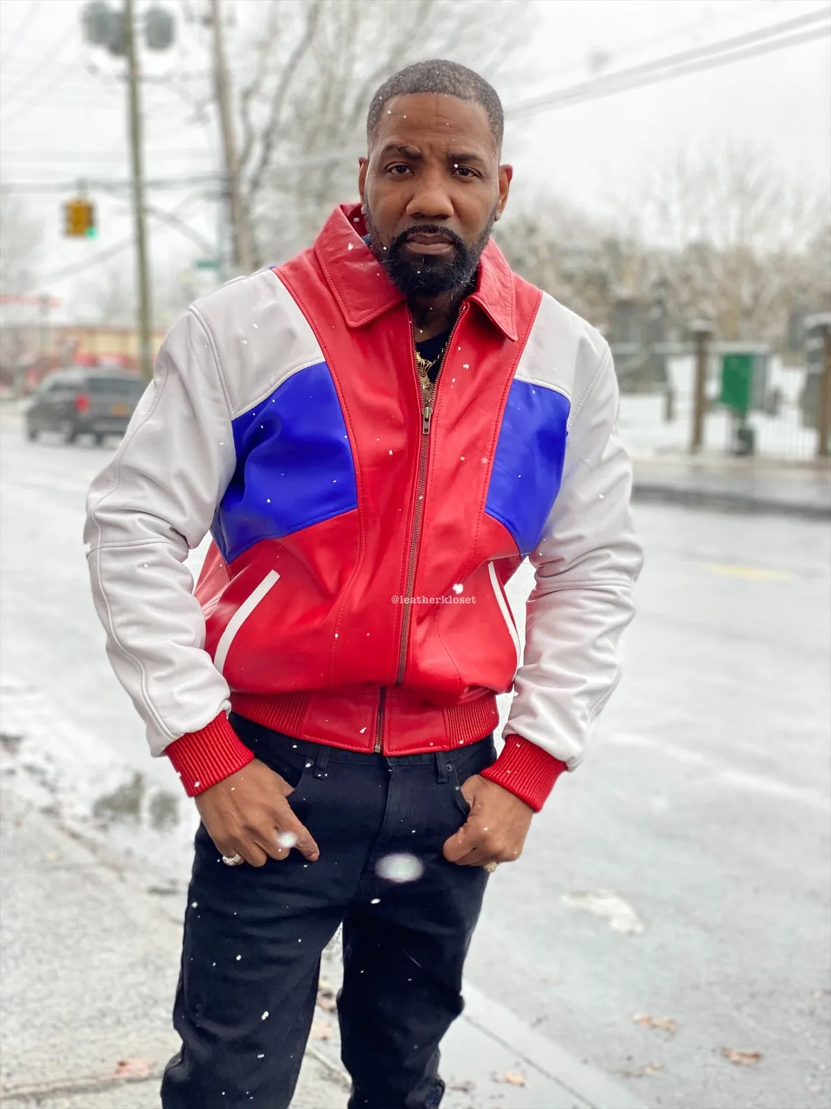 Men's Mason Bomber Jacket [Red/Royal Blue/White]