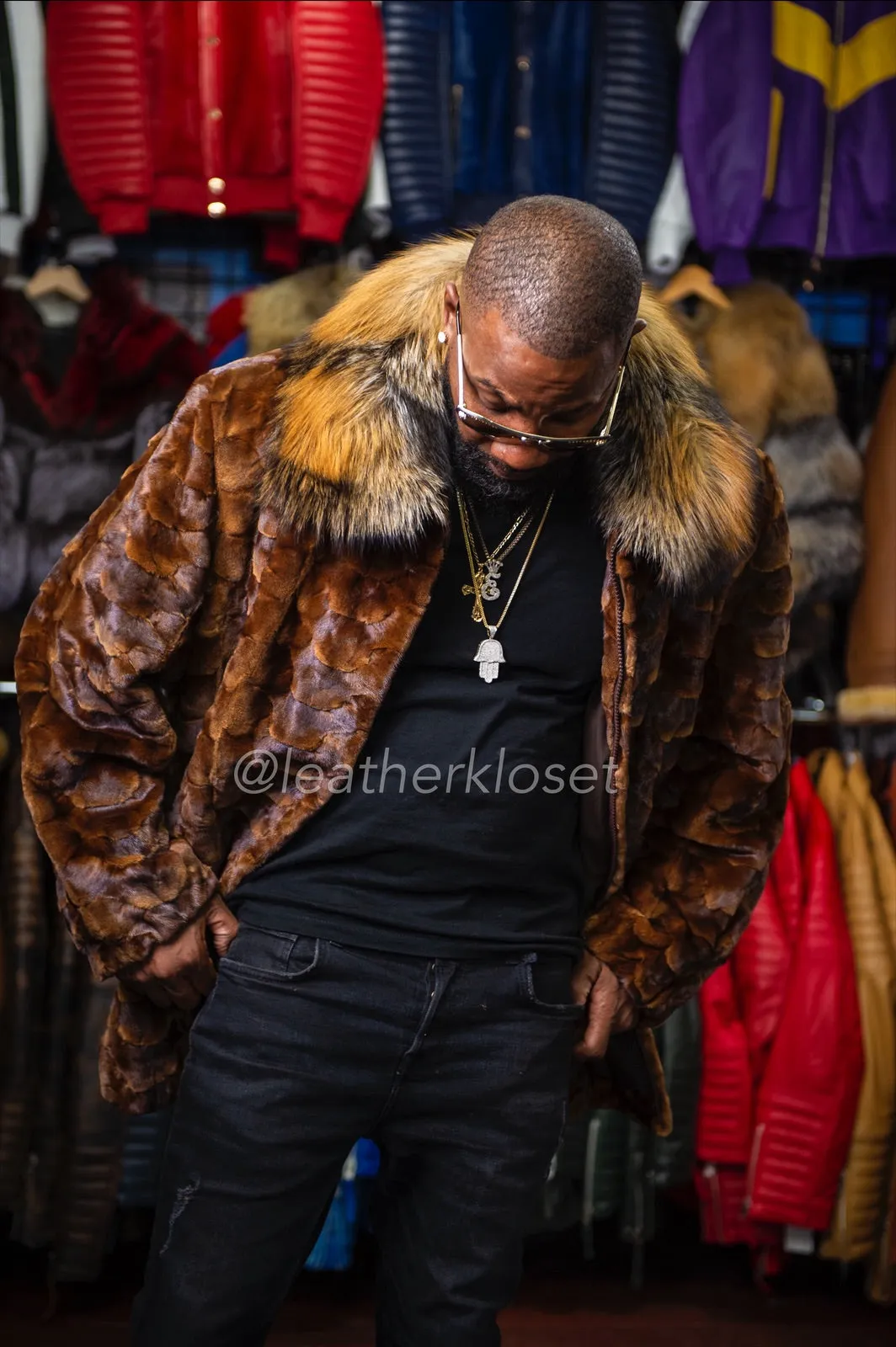 Men's Mink with Fox Fur Bomber Jacket