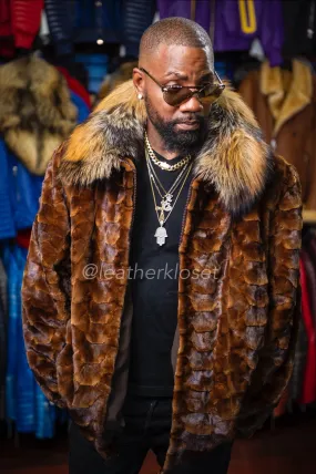 Men's Mink with Fox Fur Bomber Jacket