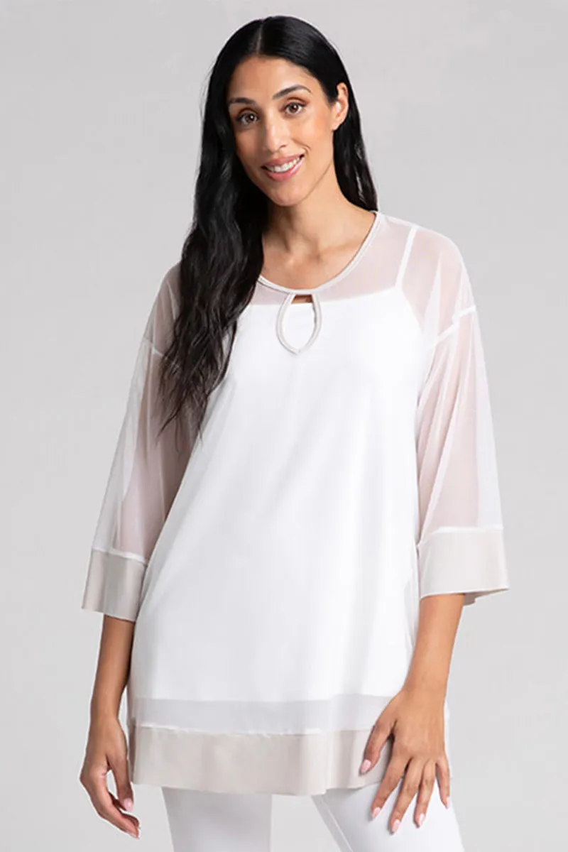 Mesh Keyhole Tunic | White