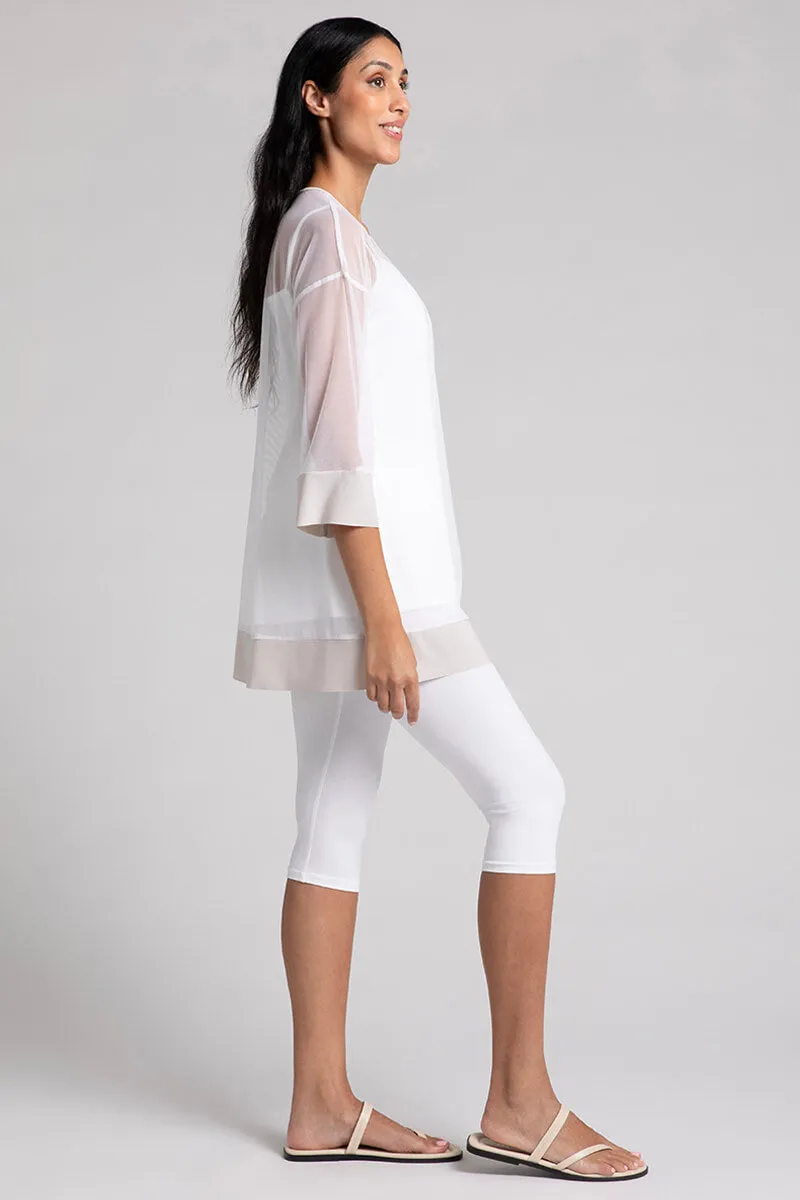 Mesh Keyhole Tunic | White