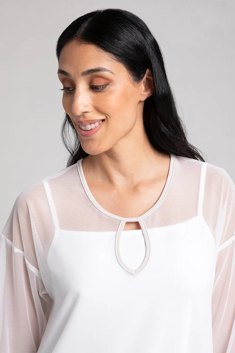 Mesh Keyhole Tunic | White