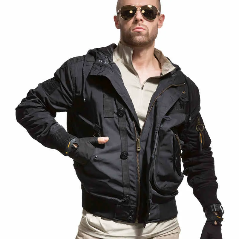 Military Fan Hooded Stand Collar Ma1 Men's Bomber Jacket