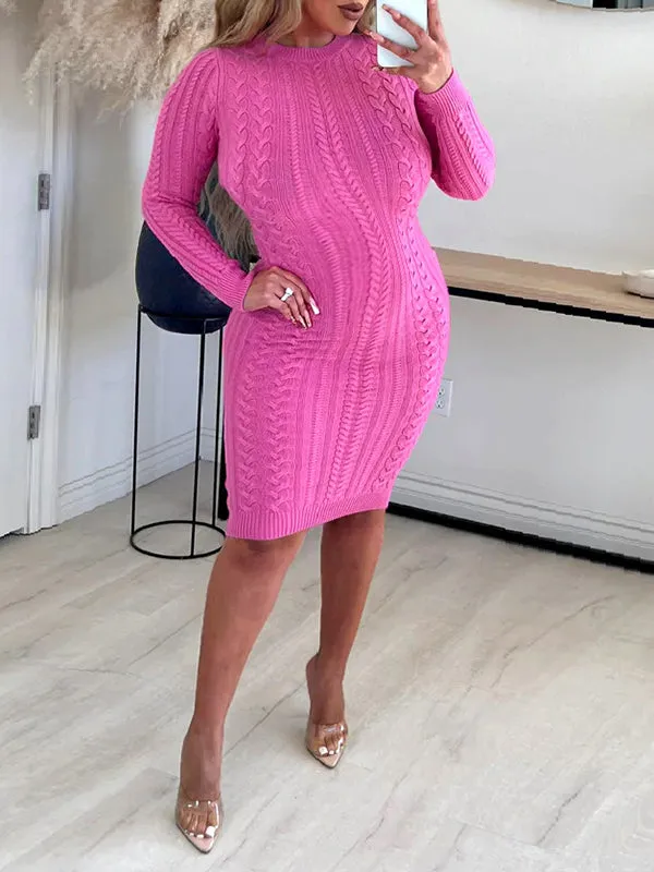 Momnfancy Knitting Backless Baby Shower Bodycon Knitwear Maternity Sweater Dress