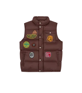 PATCHES DOWN FILLED GILET - BROWN