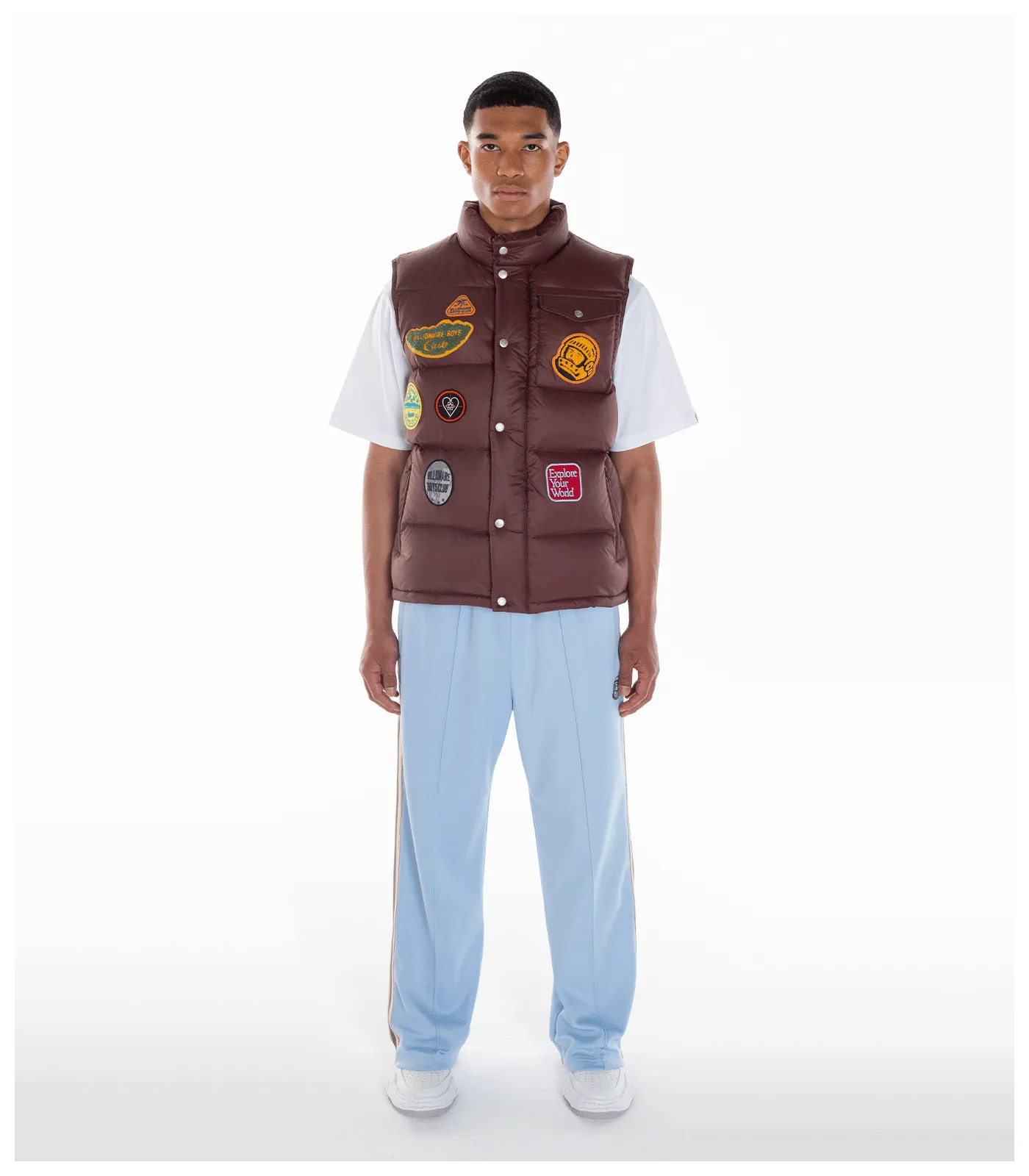 PATCHES DOWN FILLED GILET - BROWN