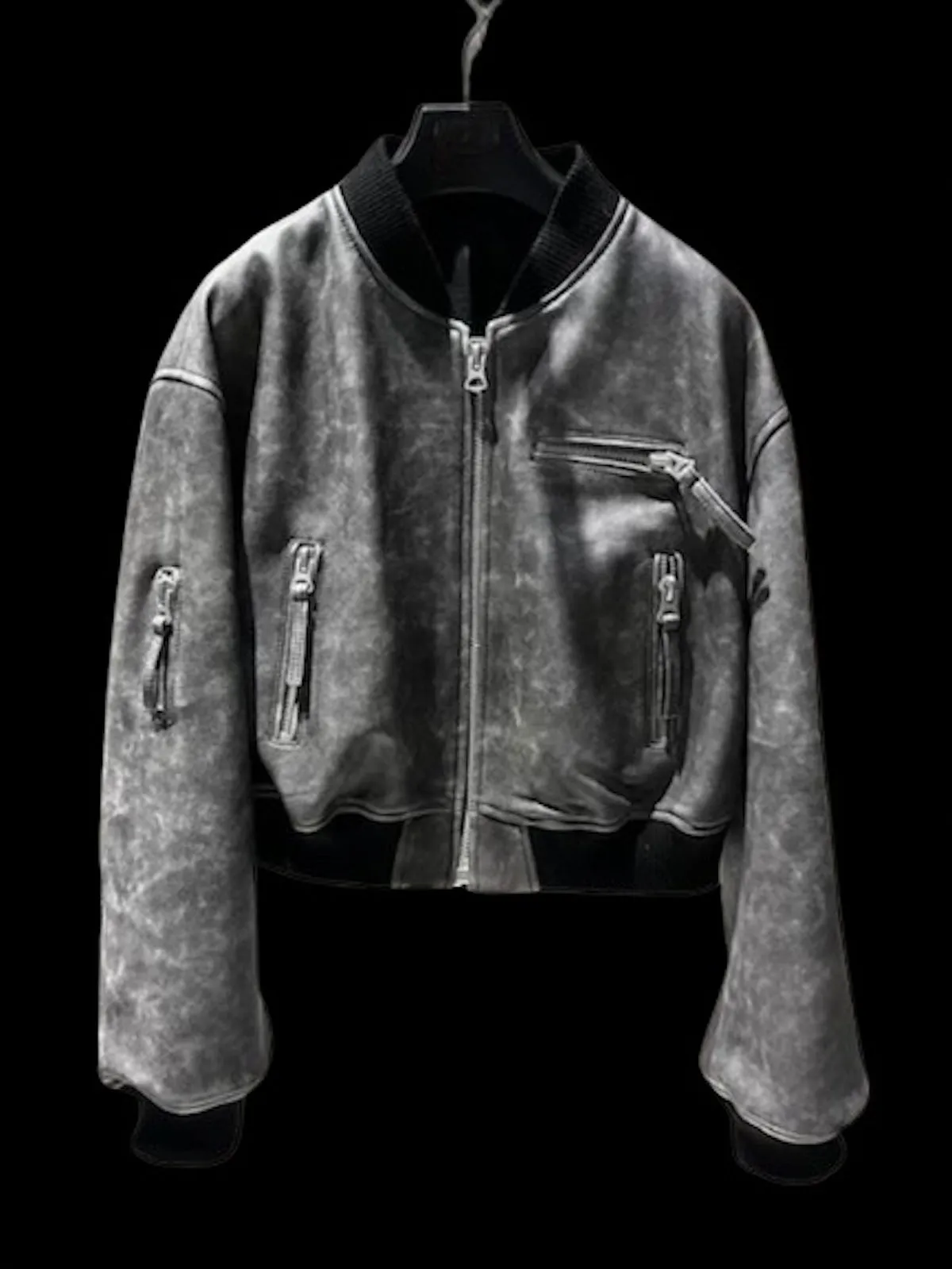 Pattern Leather Bomber