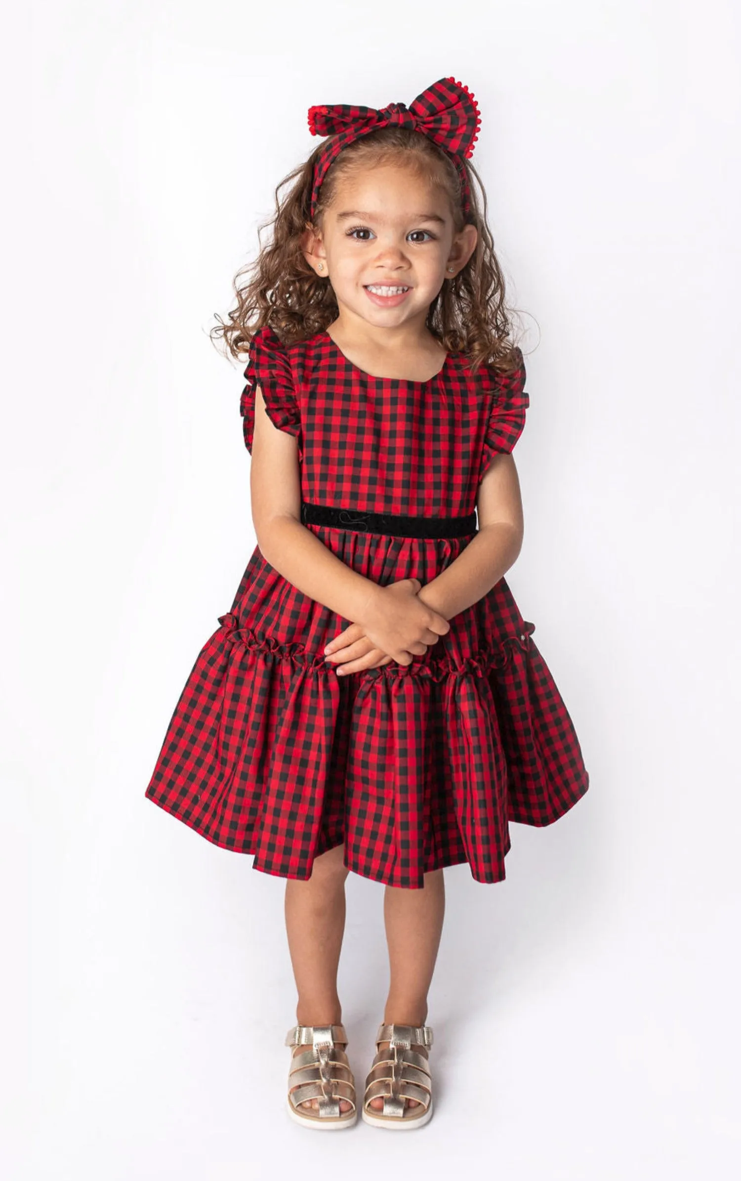 Popatu Baby Girl's and Little Girl's Red Check Dress