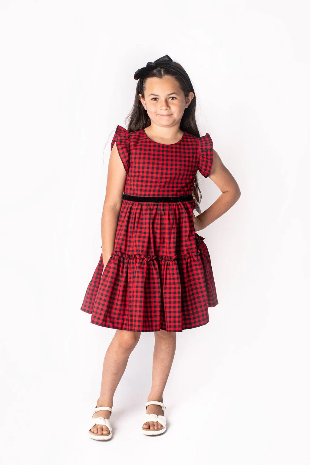 Popatu Baby Girl's and Little Girl's Red Check Dress