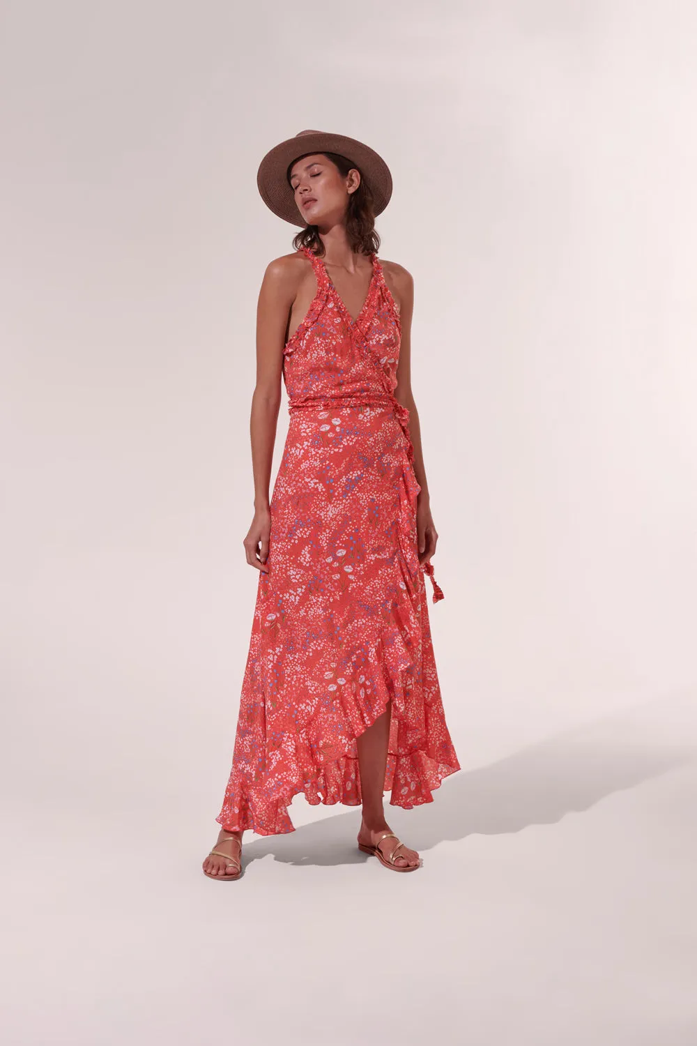 Poupette St. Barth - Long Dress Tamara - Red Tulipe