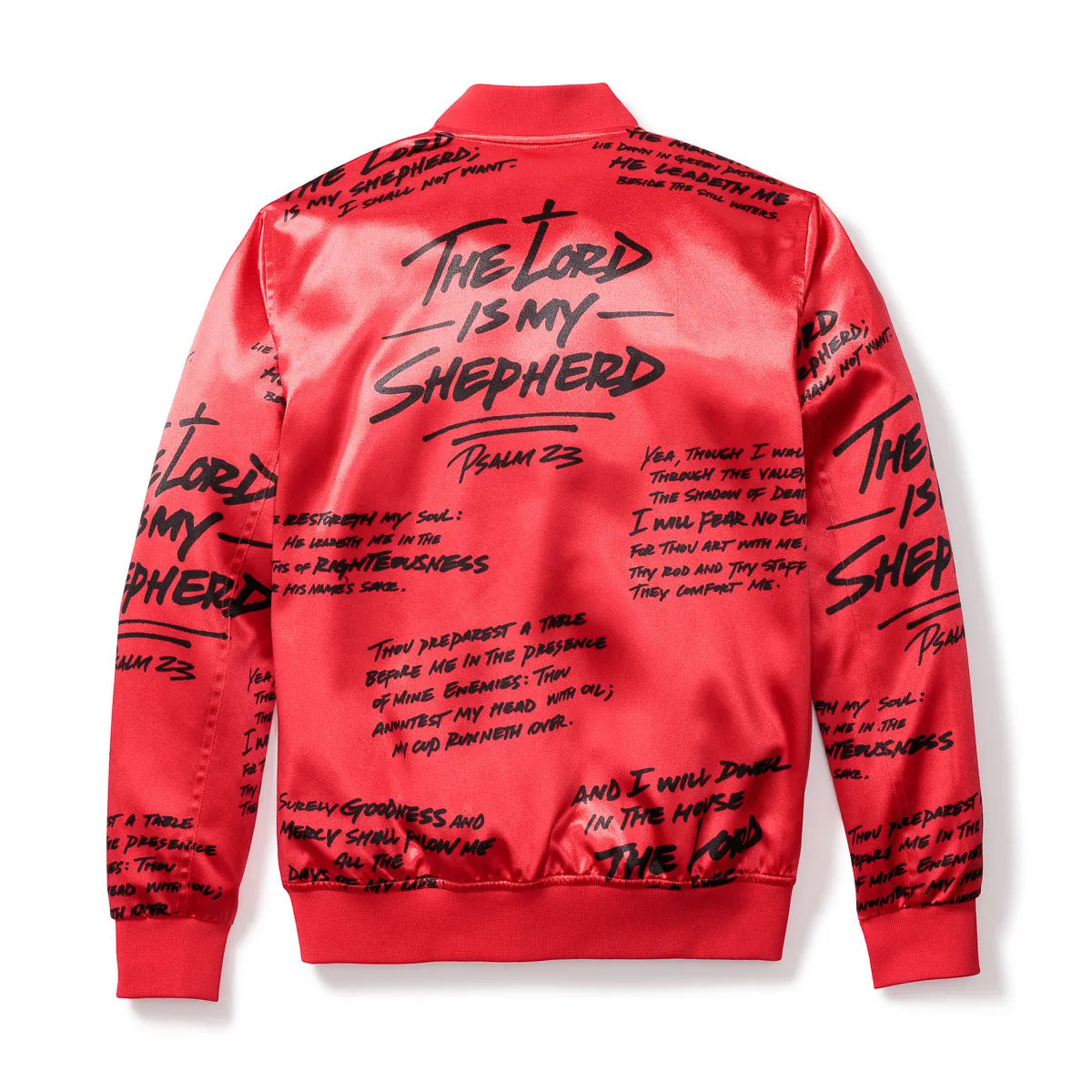 Psalm 23 Bomber Jacket - Satin Red