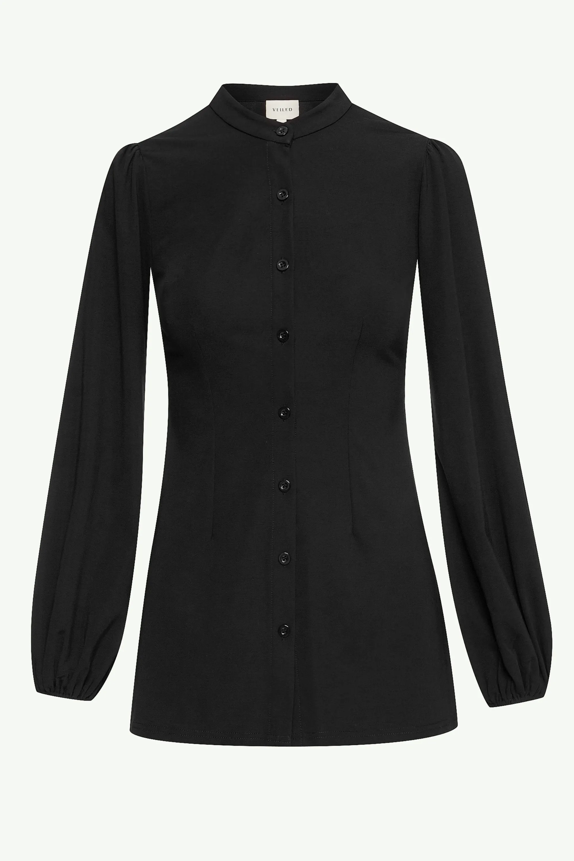 Rayana Jersey Button Down Top - Black