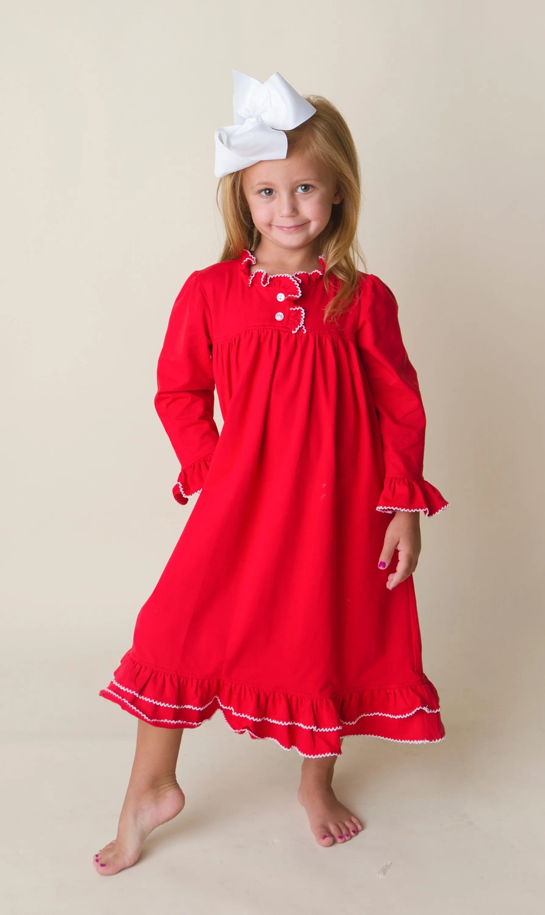 Personalized Red Ruffle Dress with Custom Monogram 