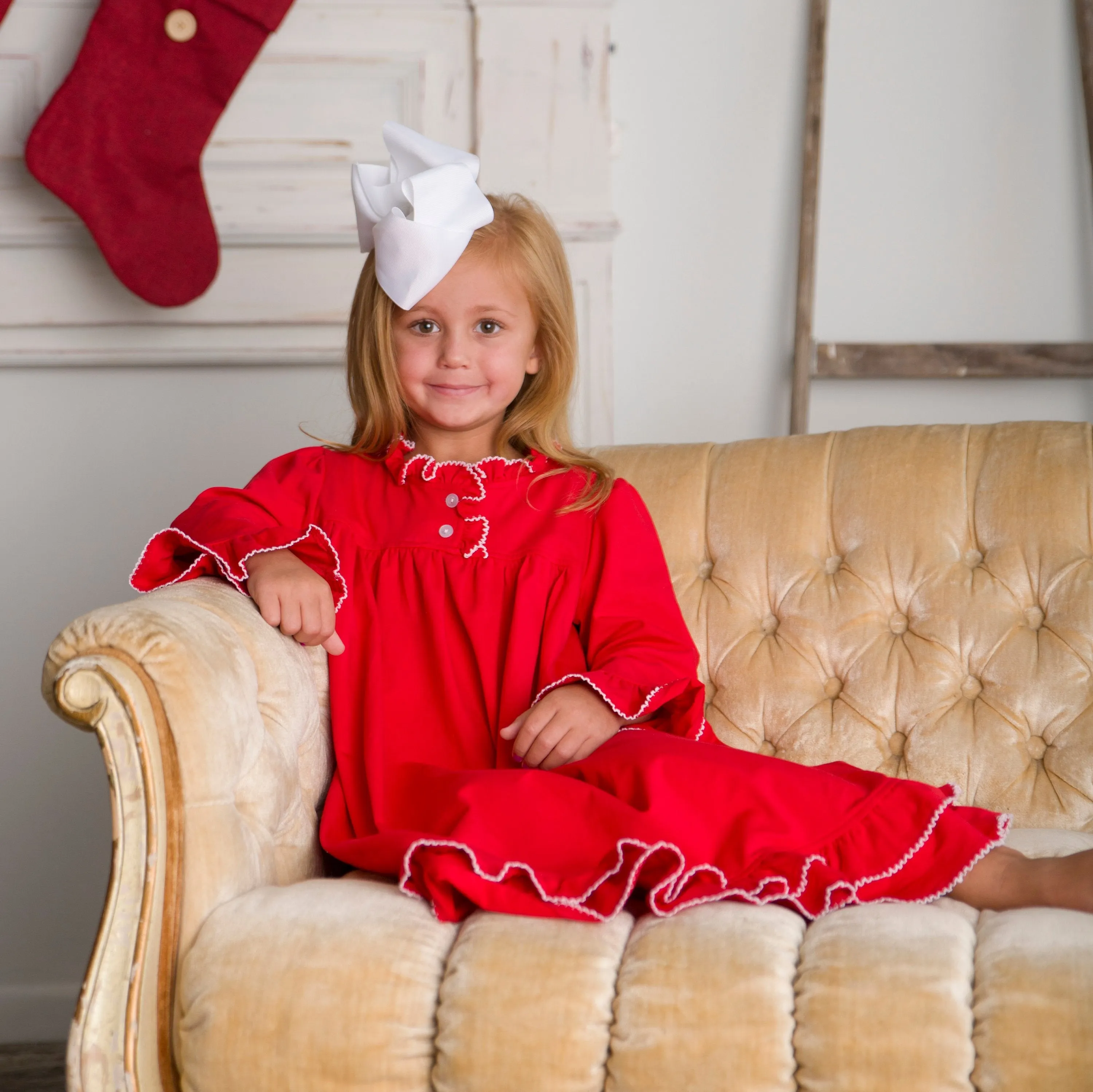 Personalized Red Ruffle Dress with Custom Monogram 