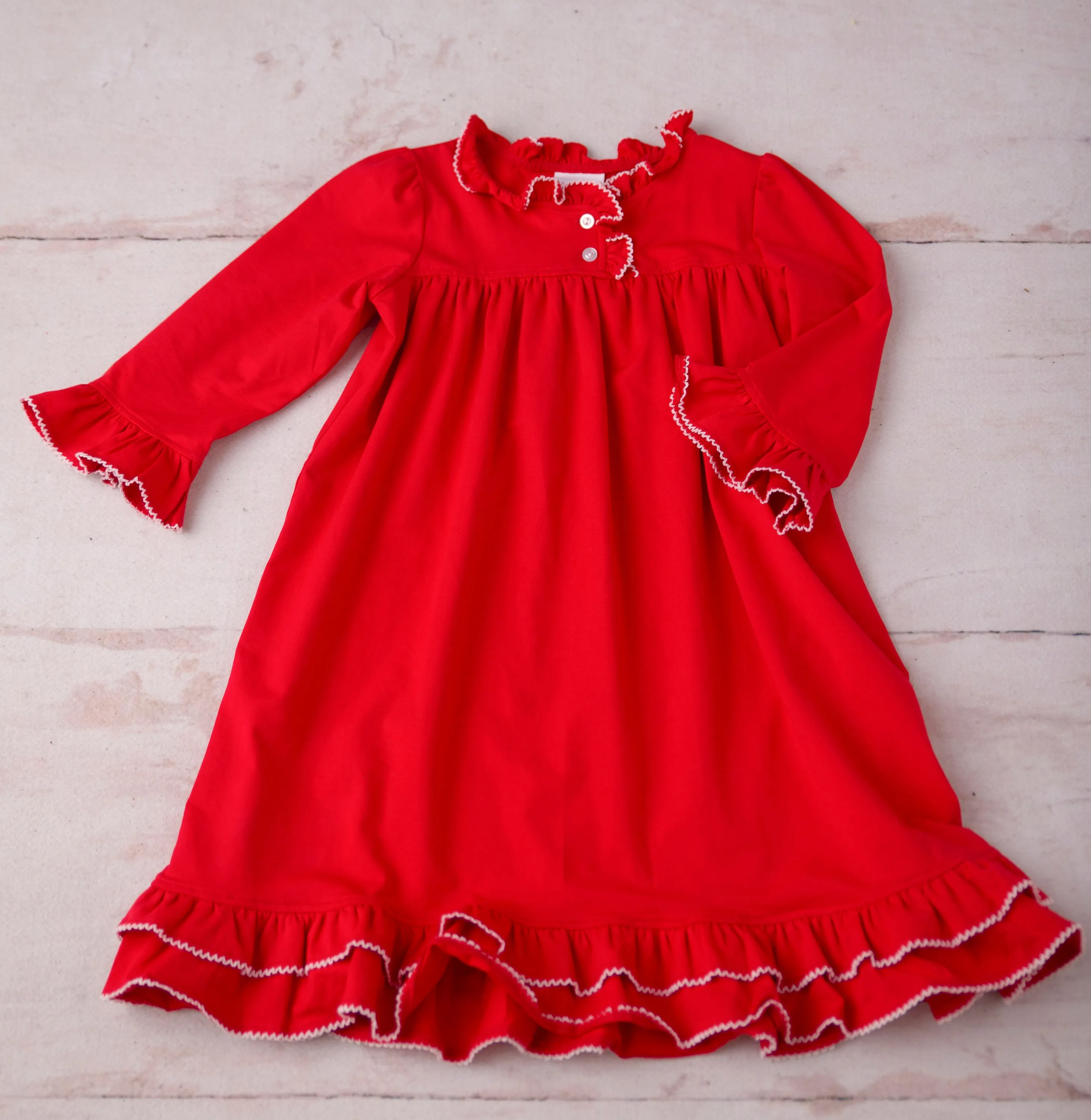 Personalized Red Ruffle Dress with Custom Monogram 