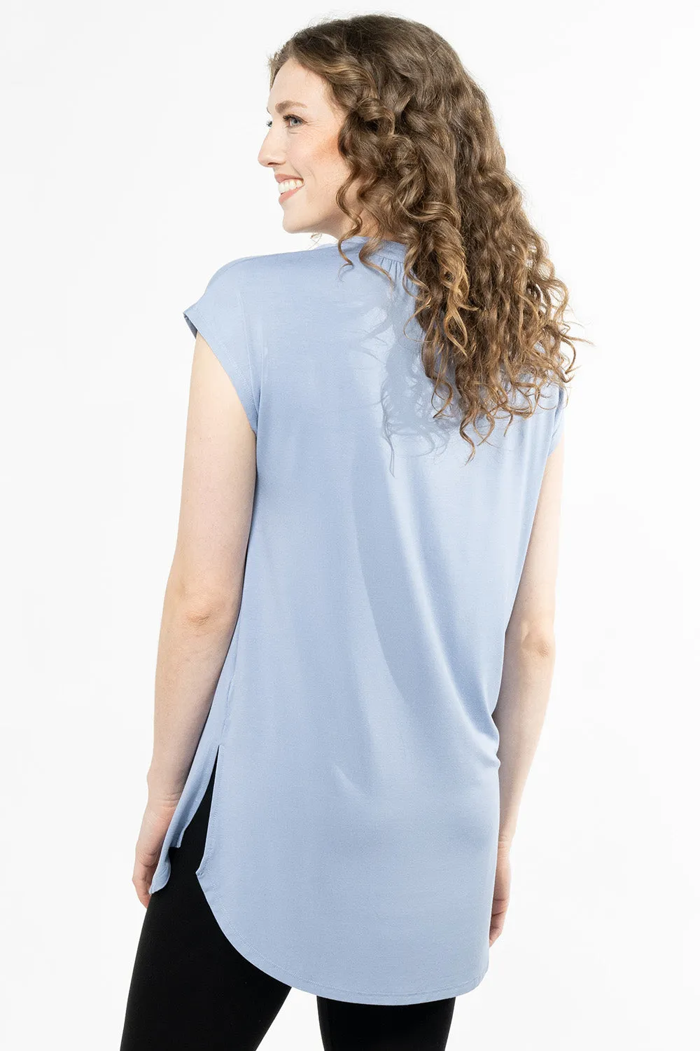 Shannon Sleeveless Bamboo Tunic - Powder Blue