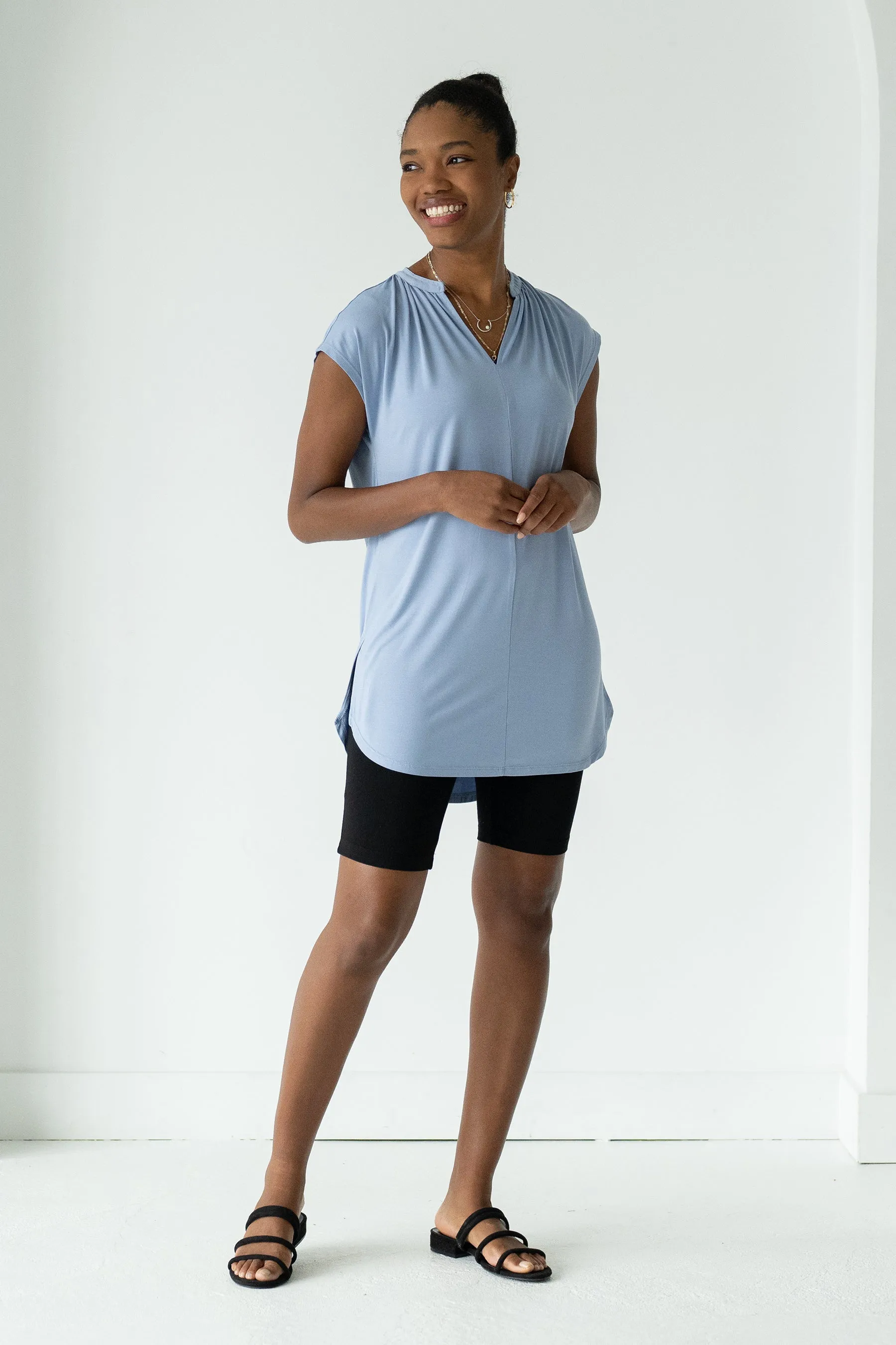 Shannon Sleeveless Bamboo Tunic - Powder Blue