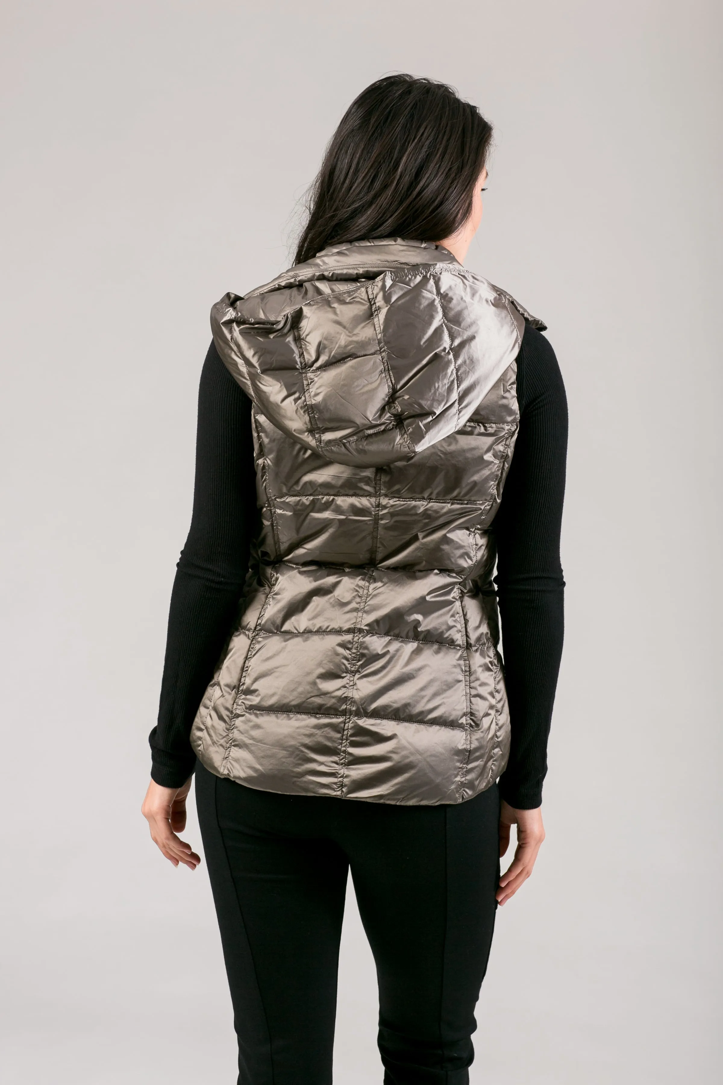 Short Metallic Down Vest