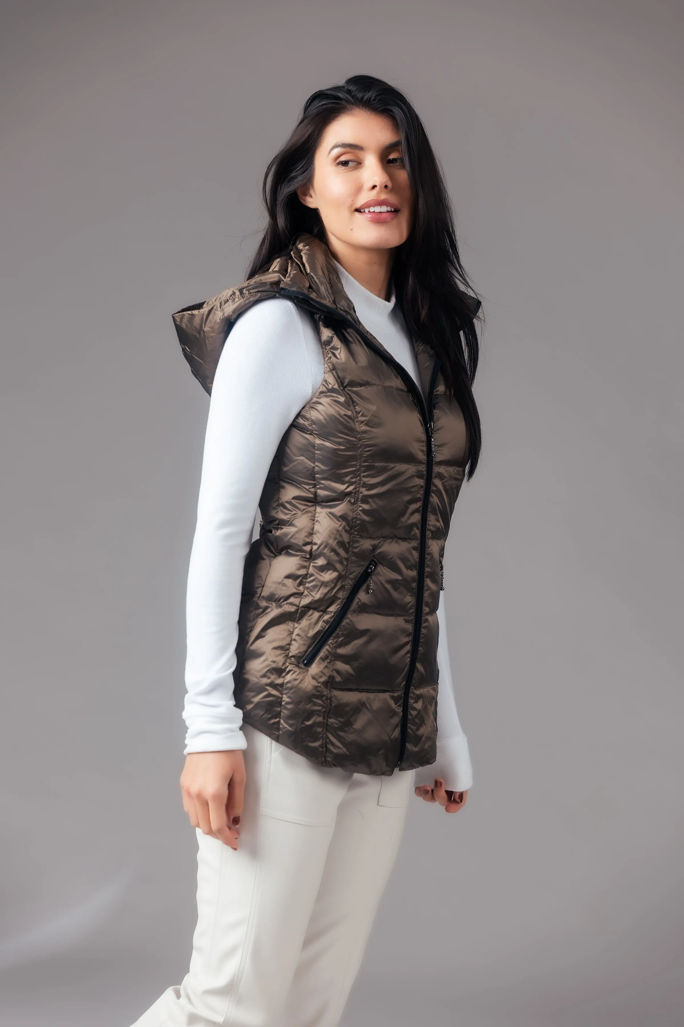 Short Metallic Down Vest