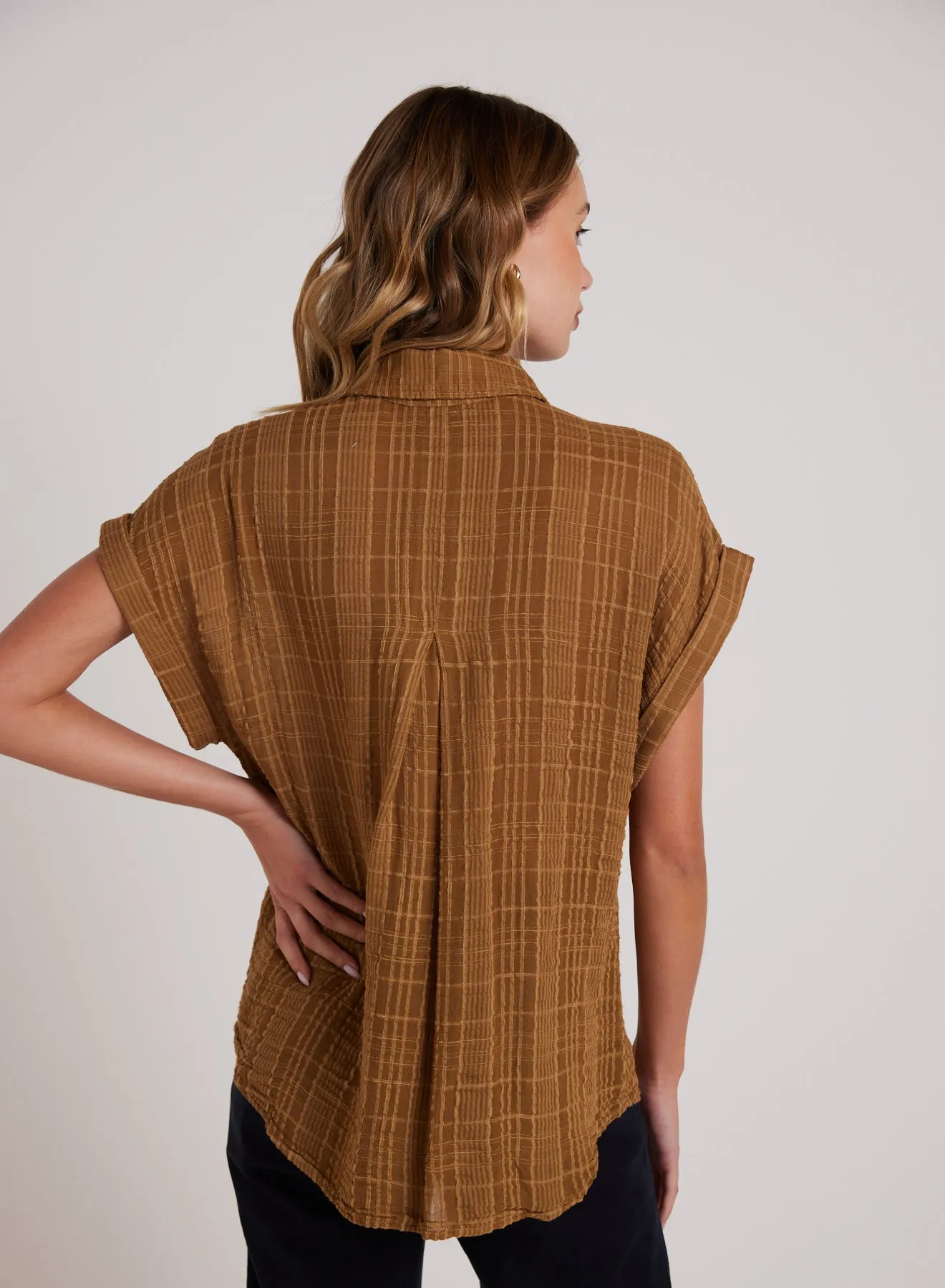 Short Sleeve Pocket Button Down - Topaz Gold