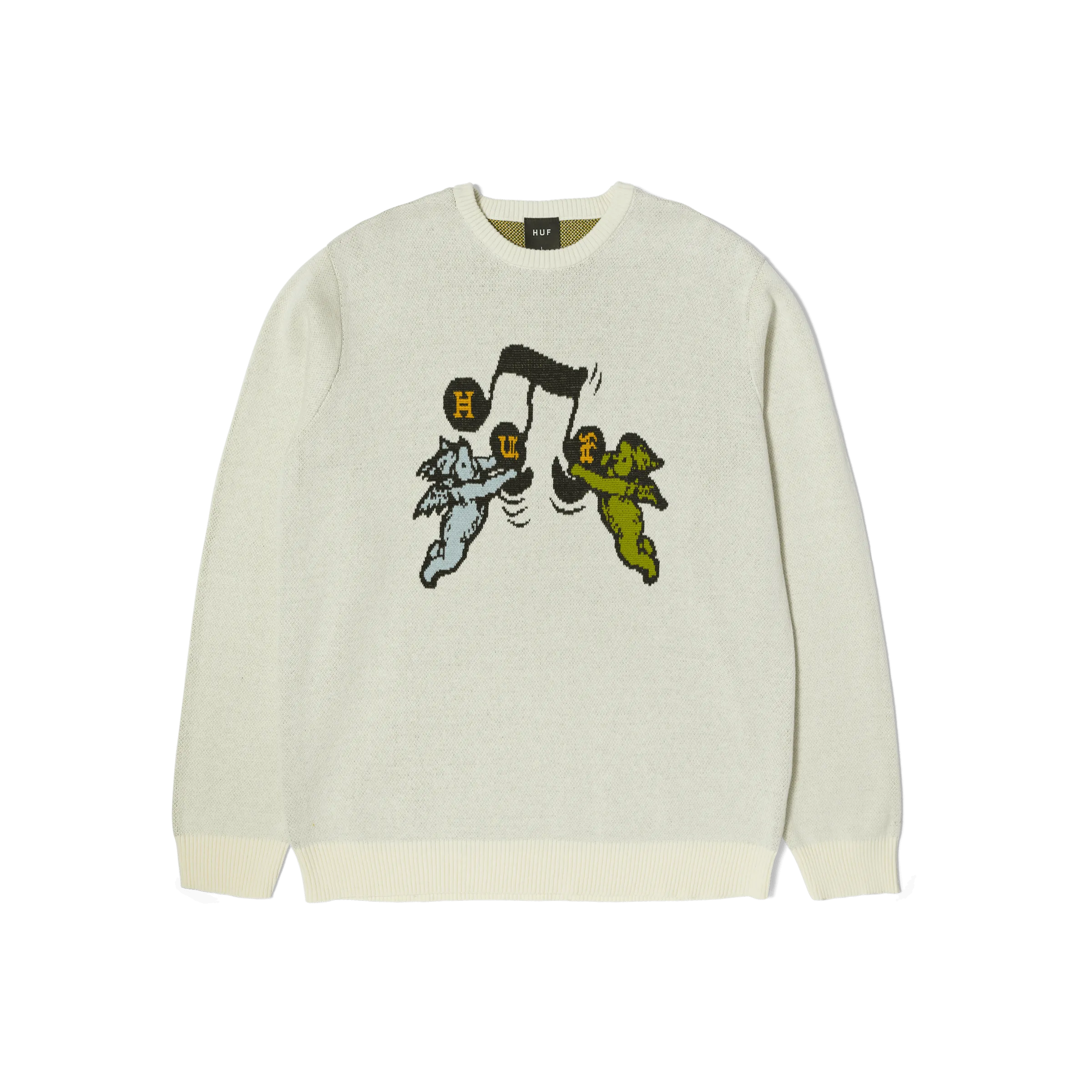 Intarsia Knit Song-Themed Sweater