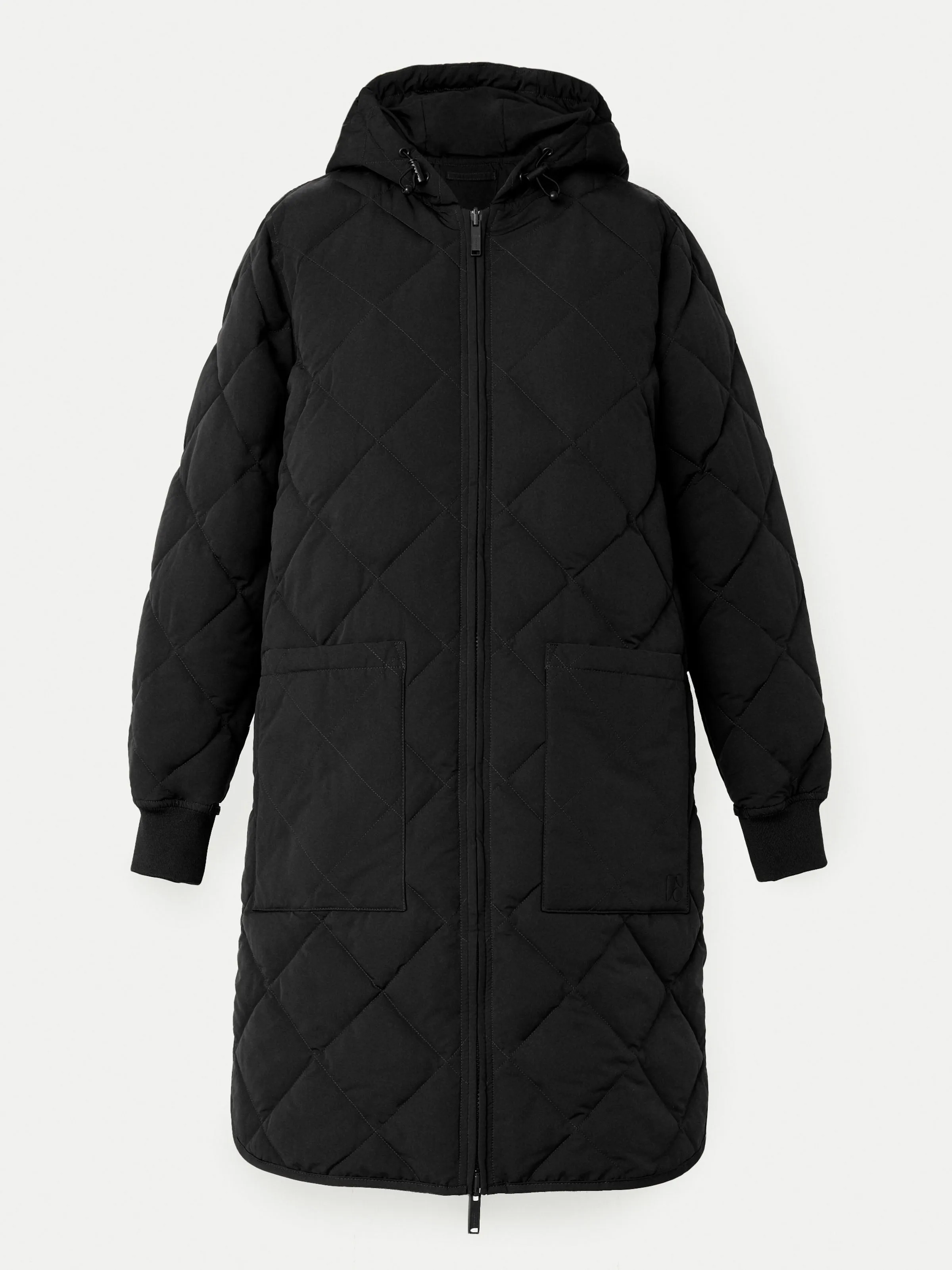 Maxi Black Hooded Skyline Coat