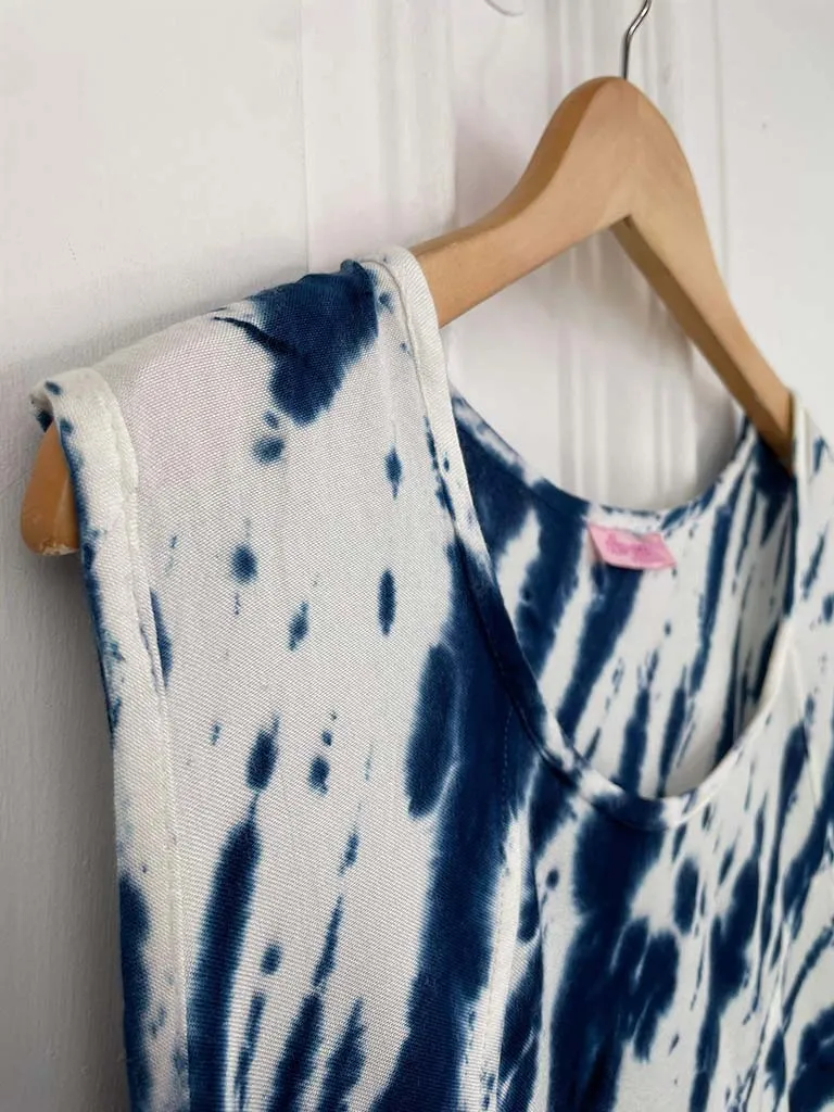 Tie Dye Sleeveless Tunic - Navy