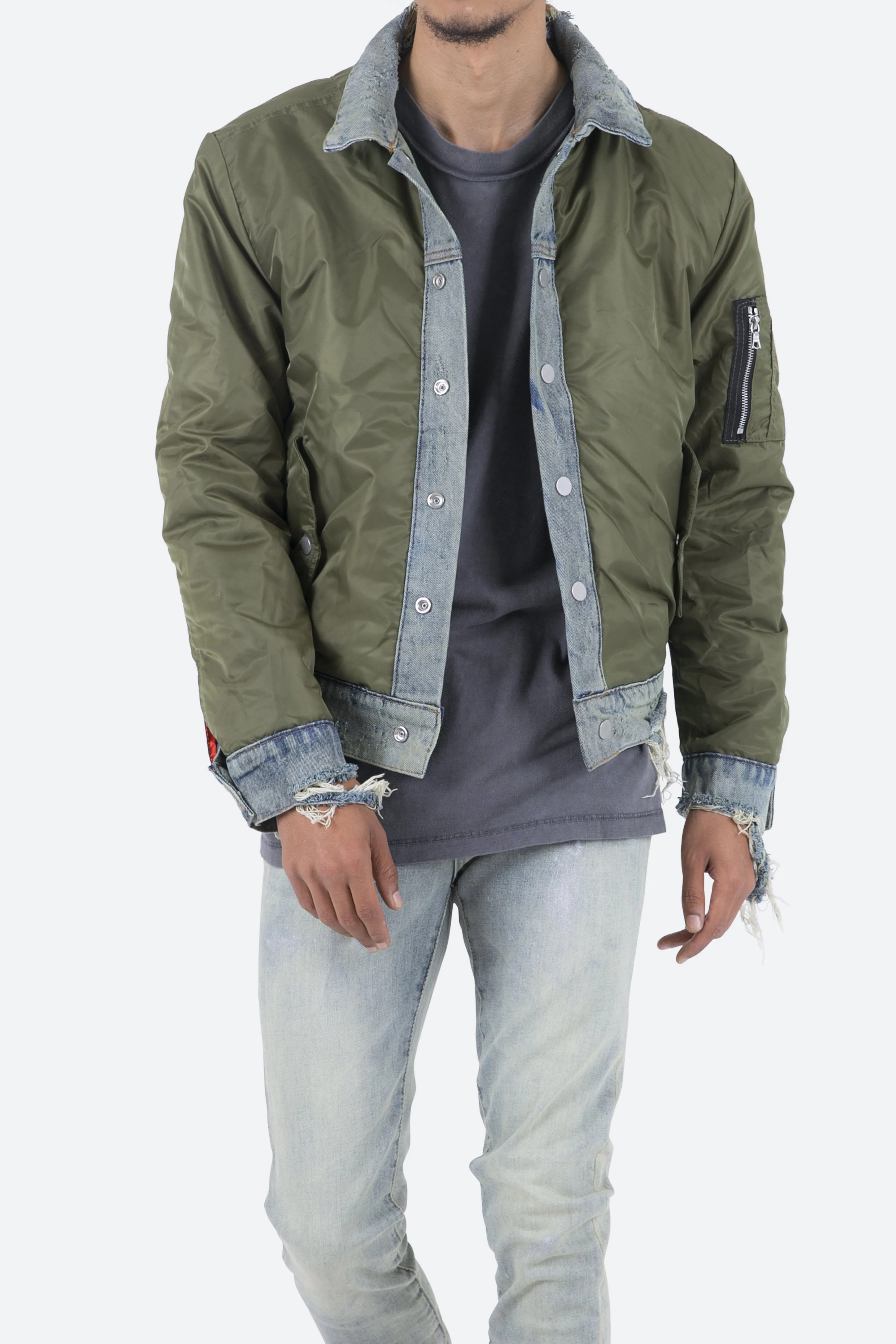 Trucker Bomber Jacket - Olive