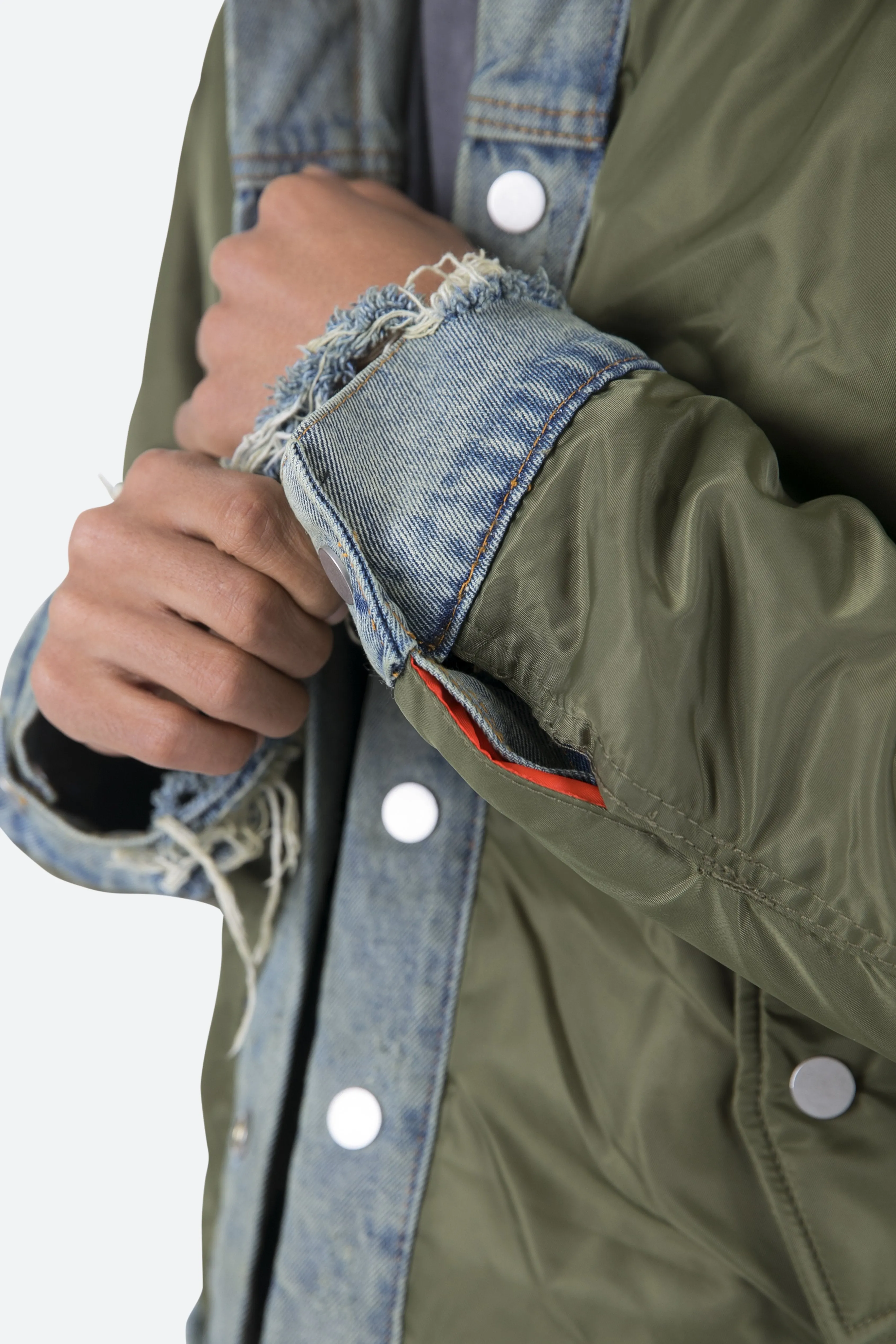 Trucker Bomber Jacket - Olive